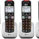 AT&T BL102-5 DECT 6.0 5-Handset Cordless Phone for Home with Answering Machine, Call Blocking, Caller ID Announcer, Audio Assist, Intercom, and Unsurpassed Range, Silver/Black