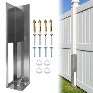 5"x5"x24" Vinyl Fence Post Brackets, Vinyl Fence Concrete/Wood Post Mount Tower, Full Weld Monolithic Design Galvanized Steel Fence Post Insert Kit Anchor (1 Pack)