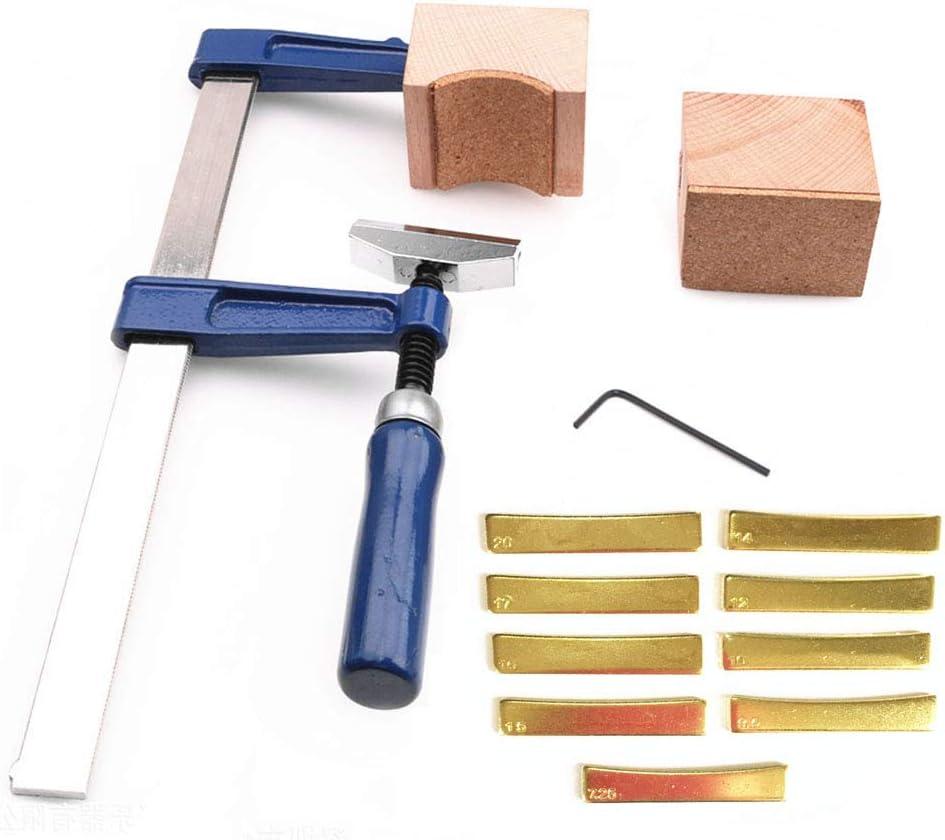 Jiayouy Guitar Bass Fingerboard Fret Press Insert Tool + 9Pcs Radian Fret Press Caul Inserts with 2pcs Wooden Soundhole Cauls, Hex Wrench