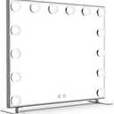 Nitin Lighted Vanity Mirror with Touch Control Design, Hollywood Makeup Mirrors with Lights, Tabletop or Wall Mounted Vanity Mirrors (Silver) (20"L x 23.6"W)