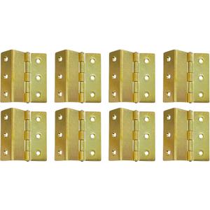 QCAA Heavy Duty 3 Fold Retro Chest Hinge, Half Surface for Chest, Cabinet, Furniture, 3" x 1.8mm, Brass Plated, Made in Taiwan, 8 Pack