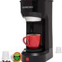 Mixpresso 2-in-1 Coffee Maker Single Serve & Ground Coffee Brewer, Compact Personal Coffee Machine for Pods & Loose Grounds, Quick Brew 14 oz Portable Small Coffee Maker, Black