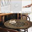 Round Fitted Tablecloth with Elastic Edge, 36"-60" Waterproof Stain Resistant Table Cover for Indoor, Outdoor, Picnic, Dining, Camping, Party, Holiday, 52inch, Golden Mandala