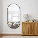 Delma Bathroom Wall Full Length Mirror for Wall, 48''x24'', Gold Oval for Bedroom Entryway Bathroom, Metal Framed Vanity(48''x24'',Black)