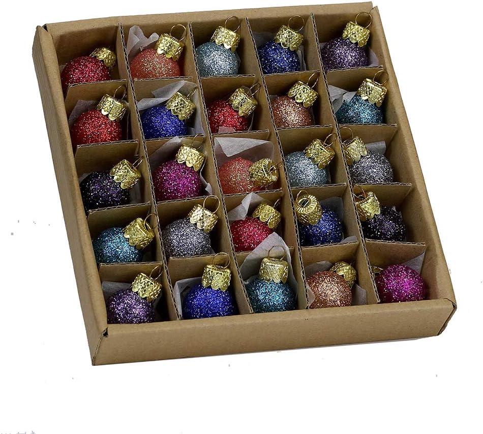 Kurt S. Adler 0.78-Inch Glitter Glass Ball Ornaments, 25 Piece Set (C1962)
