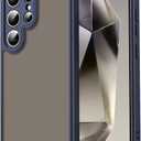 Case for Samsung Galaxy S24 Ultra,Translucent Matte Hard PC Back & Soft TPU Bumper Protective Phone Cover with Dropproof,Anti-Fingerprint,Slim Frosted Case,Blue