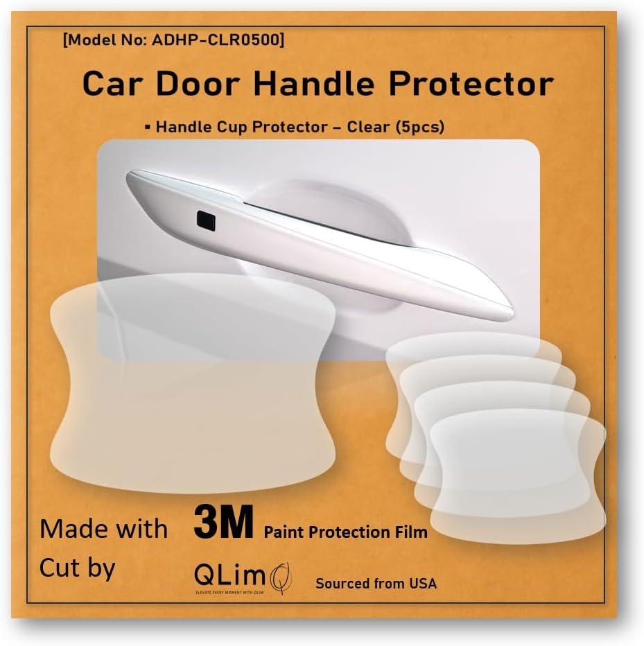 3M-5pcs Car Door Handle Cup Protector/Sticker/Guard, 3M-PPF(Paint Protection Film), Clear(Transparent), Anti Scratch, Universal Fit for Most Cars (Clear/5pcs)