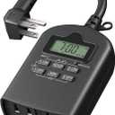 DEWENWILS Outdoor Timer Outlet Waterproof, Outdoor Digital Timer for Lights, Programmable with 2 Grounded Outlets, for Home and Garden, 15A, 1/2HP, Heavy Duty