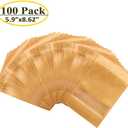 100pcs 5.9 x 8.62 Inch Kraft Stand Up Pouches Zip Lock Food Storage Bags with Matte Window Multipurpose Kraft Paper Bags Reusable, Heat-Sealable