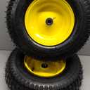 2PCS 15x6.00-6 Tire and Wheel Assembly, 4 Ply Tubeless 15x6-6 Front Tire Assembly Replacement for Craftsman John Deere Cub Cadet Riding Mowers, 500lbs Capacity, 3" Offset Hub, 3/4" Bushing (Yellow)