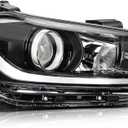 SCITOO Right Side Headlight Assembly Fits for Hyundai Elantra 2017-2018 Headlights Black Housing Amber Reflector Clear Lens, 92102F3000 92102-F3000 (Bulbs Not Included)