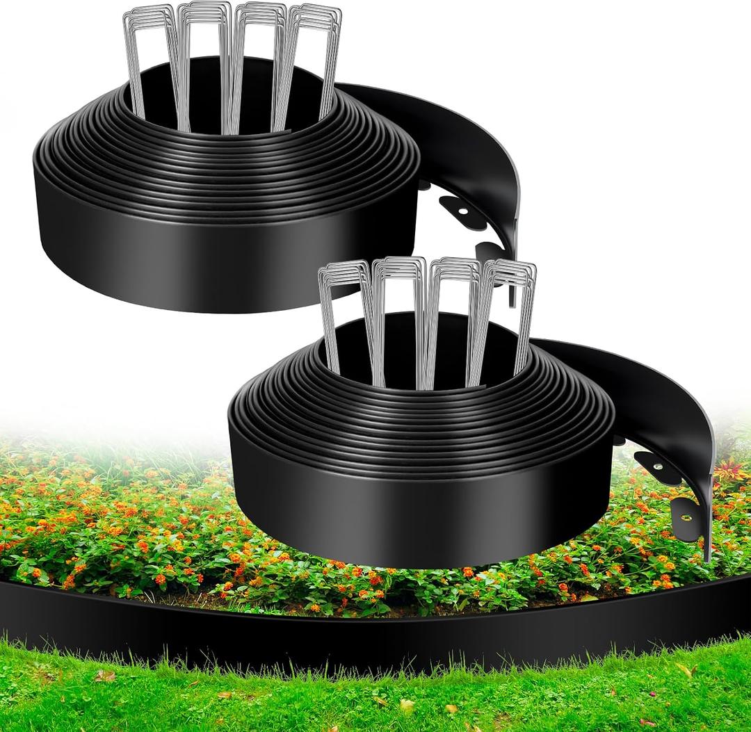3 Inch x 80 FT Landscape Edging, Garden Edging Borders with 80pcs Upgrade Stakes, Flexible No Dig Plastic Garden Border for Lawn, Landscaping, Flower Beds and Yard