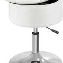 GREENSTELL Vanity Stool with Storage, 19" to 23" Height Adjustable PU Leather Vanity Chair, 360 Swivel Makeup Stool with Removeable Tray, Modern Ottoman for Bedroom Bathroom, White