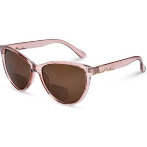 OPTOFENDY Bifocal Reader Sunglasses for Women, Fashion Outdoor Cat Eye Reading Sunglasses with UV400 Protection, Crystal Brown 2.5x