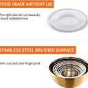 Gold Mixing Bowls with Airtight Lids, Stainless Steel Nesting Mixing Bowls Set of 7, Ideal for Baking, Prepping and Serving Food, Size 7, 3.6, 2.7, 2.1, 1.5, 1.1,0.8 QT, Stackable Design
