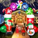 Hazms 7.8FT Christmas Inflatable Archway, Santa & Snowman Standing with Candy Arch Inflatable Christmas Blows up Yard Decoration with Built-in LED Lights for Holiday, Lawn, Party, Yard