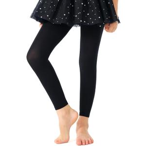 Stelle Girls' Footless Ballet Tights for Dance Class Toddler Kids 2T-15Y (Black, XS)