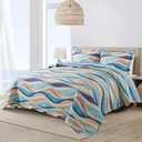 NEWLAKE Quilt Bedspread Sets - West Coastal Pattern Reversible Coverlet Set, King Size
