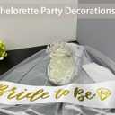 JETKONG 3 Pcs Bachelorette Party Decorations BRIDE Crown, Bride to Be Sash&Veil for Women Bachelorette Party Gifts, Bridal Shower Supplies, Gifts, Favors (Silver)