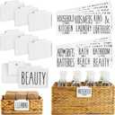 Talented Kitchen Storage Bin Label Holder Set - Easy-On Clip-On Tags for Storage Bins - 70 Preprinted Pantry Labels for Containers & Baskets - 8-Pack, 3.5" x 2.5", White