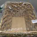 Wicker Picnic Basket with Handles, Wicker Baskets with Wooden Base for Picnic, Camping & Storage Basket (Large, Seagrass)