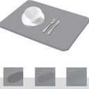 Stone Dish Drying Mat for Kitchen Counter, Quick Drying & Super Absorbent Diatomaceous Earth Dish Drying Pad, Heat Resistant, Non-Slip, Quickly Evaporate Water In Minutes (16x12 Inch, Grey)