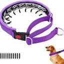 Martingale No Pull Dog Collar for Dogs, Heavy Duty Nylon Reflective Adjustable Anti Pull Slip Collar with Buckle for Training Walking (Medium, Purple)