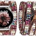 JR.DM Boho Beaded Handmade Braided Bracelet Band Women 20mm Compatible with Samsung Galaxy Watch 7/6/5/4/Active 2/4 Classic/6 Classic/5 Pro/FE 40mm 42mm 43mm 44mm 45mm 46mm 47mm