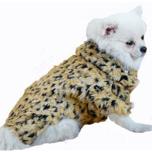 Dog Pet Leopard Faux Fur Button Design Luxury Warm Sweater Coat for Chihuahua Yorkie Teddy (XS)