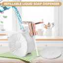 Ceramic Flower Soap Dispenser and Soap Dish Set, Marbled Elegant Bathroom Decor with Non-Slip Base, Modern Hand Wash Bottle & Soap Tray for Bathroom Sink Countertop, Kitchen, Spa (Flower White)