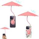 Magnetic Phone Umbrella for Sun - Flexible Adjustable Umbrella Handle,Sun Protection for Mobile Phones,Against Outdoor Bright Sunlight Anti-Glare,Watching Videos and Taking Photos (Pink)