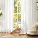 Anmao Non-See-Through Off White Privacy Semi Sheer Curtains for Living Room 63 Inch Length 2 Panels Set, Light Filtering That Let Light in Rod Pocket Window Drapes for Bedroom, 40W x 63L, Ivory White