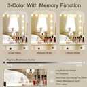 Ratsamee Hollywood Vanity Mirror with Lights, 23" x 18", 15 Dimmable Bulbs, 3 Color Lights, Make Up Lighted Mirror, USB Charging Port, Gifts for Women Wife Teengirls White