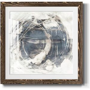 Square Barnwood Walnut Color Framed Abstract Wall Art Paper Print Modern Decor for Home and Office, Ready to Hang, 3 ft by 2 ft 