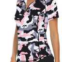 LURANEE Women's Short Sleeve Moisture Wicking Athletic Shirts Quarter Zip Pullover (Pink Camo), S