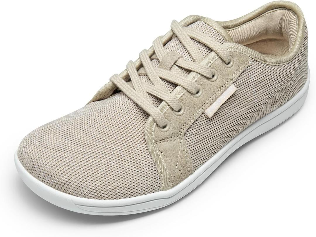 DREAM PAIRS Women's Barefoot Walking Wide Toe Box Zero Drop Minimalist Sneakers Non Slip Breathable Comfortable Lightweight Walking Shoes (7 Wide, Beige)