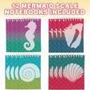 2 x Art Creativity Mini Mermaid Scale Notebooks, Pack of 12, Small Spiral Notepads with Metallic Covers, Cute Stationery Supplies for School & Office, Fun Birthday Party Favors, Goody Bag Fillers for Kids