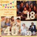 Pooqla Decorative LED Light Up Number Letters, White Plastic Marquee Number Lights Sign for 80th Birthday Party Wedding Decor, Battery Operated (80)