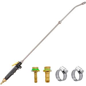 Sprayer Wand,Adjustable Universal Sprayer with 3/8" Brass Barb, Stainless Steel Replacement Sprayer Wand with Shut off Valve (36 Inches Sprayer Wand)