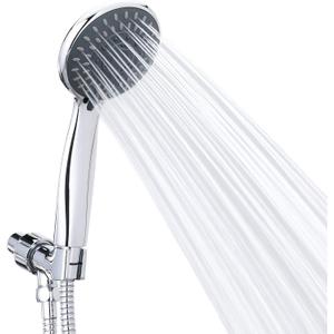 High Pressure Handheld Shower Head Briout 5-Settings Powerful Water Spray Shower Head against Low Pressure Water Flow with Stainless Hose and Adjustable Mount (Silver)
