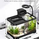 Pawfly 2 Gallon Fish Tank, Small Aquarium Kit, Betta Fish Tank Starter Kit with 6 W LED Light, 65 GPH Filter, Siphon Vacuum Water Changer & Basket, Aquarium for Betta, Shrim, or Small Fishes