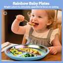 3 x Stainless-Steel Baby Plates with Suction: Food Grade & Dishwasher Safe - Baby Led Weaning Supplies for Toddlers - High Chair & Dining Table (Rainbow)