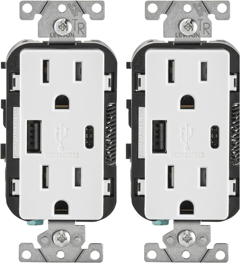 Duplex Type A/C Outlet W, (1-Piece)