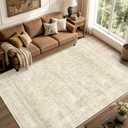 6x9 Ft Large Area Rugs for Living Room, Soft Non-Slip Machine Washable Rug, Vintage Stain Resistant Carpets for Bedroom Nursery Dining Room Home Decor (Beige)