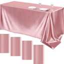 TURSTIN 4 Packs Rose Gold Satin Tablecloth 102 x 58 Inch Overlay Satin Table Cover Rectangle Bright Silk Tablecloth Smooth Fabric Table Decoration for Wedding Banquet Party Events