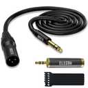 Elecan 6.35mm (1/4 Inch) TRS Male to XLR Male Cable 10 Ft, Balanced Professional Shielded Stereo Microphone Cable Cord, Gold Plated for Mixer AMP Speaker Amplifier with 6.35 to 3.5mm Adapter+Ties