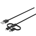 Philips 3-In-1 Braided Charge Cable USB-A To USB-C, Lightning Connector, and Micro USB 6 ft