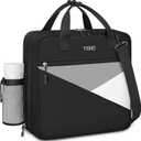 Ytonet Zipper Binder Bag, 2 Inch 3 Ring Binder with Zipper Fit 14 Inch Laptop, 500 Sheets Capacity Zippered Binders with Shoulder Strap & Removable O-Ring Pad for Middle School Students, Black & Grey