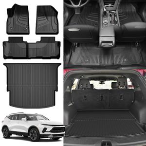 AOMSAZTO Floor Mats & Cargo Liner for 2019-2025 2026 Chevy Blazer (Gas Only) - 1st & 2nd Row All Weather Protection Floor Liners Waterproof Car Trunk Mat for Chevrolet Blazer