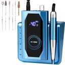 Professional Brushless Nail Drill, AZ GOGO 85W Cordless Electric Nail File 40000RPM Rechargeable Portable Nail Drill Machine for Gel/Acrylic Nails Salon Level (Blue)
